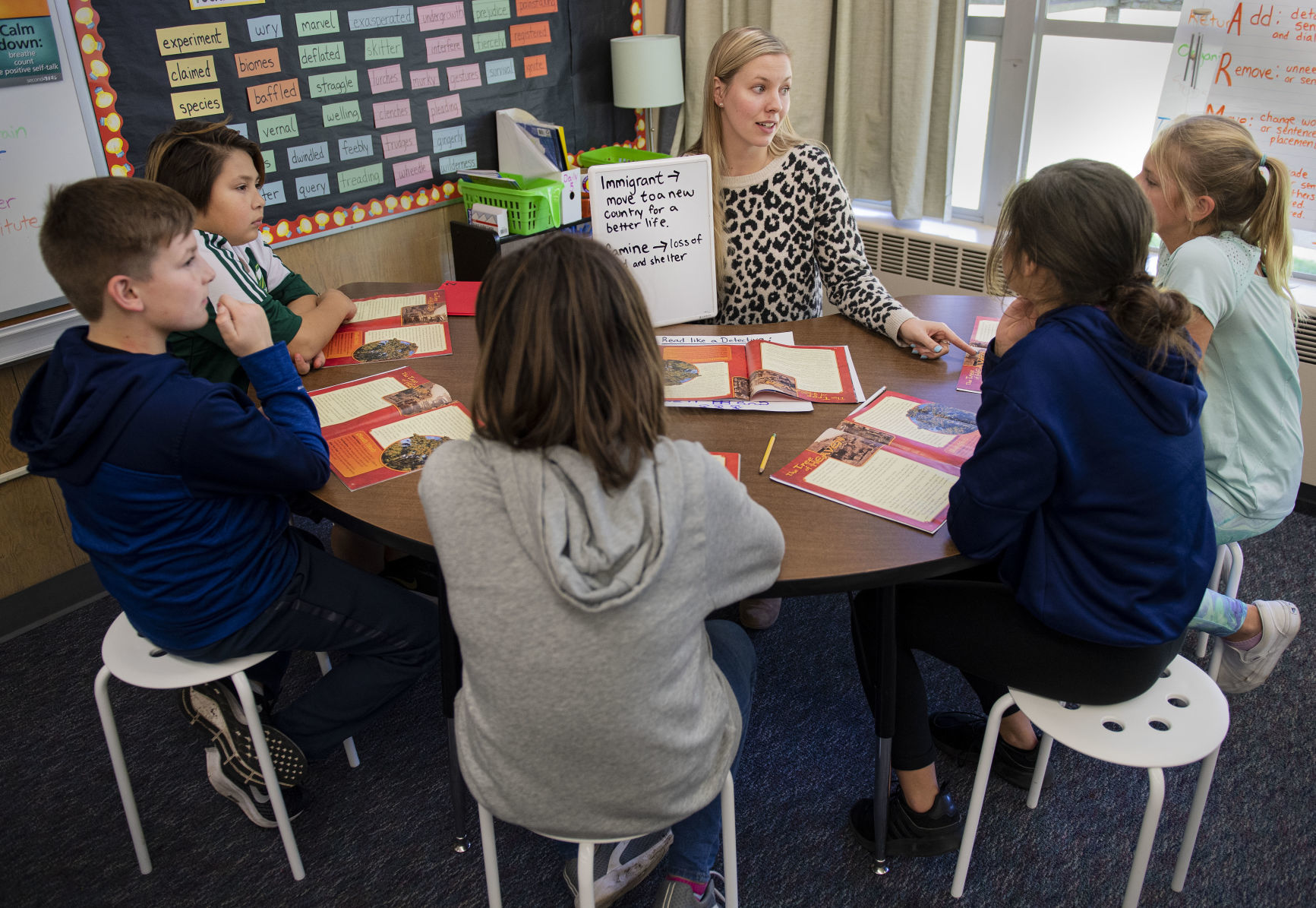 Carly Sims practices reading comprehension